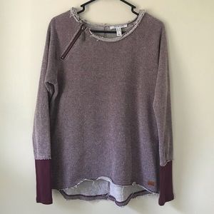 XS Peace Love World Woven Maroon Zipper Sweater